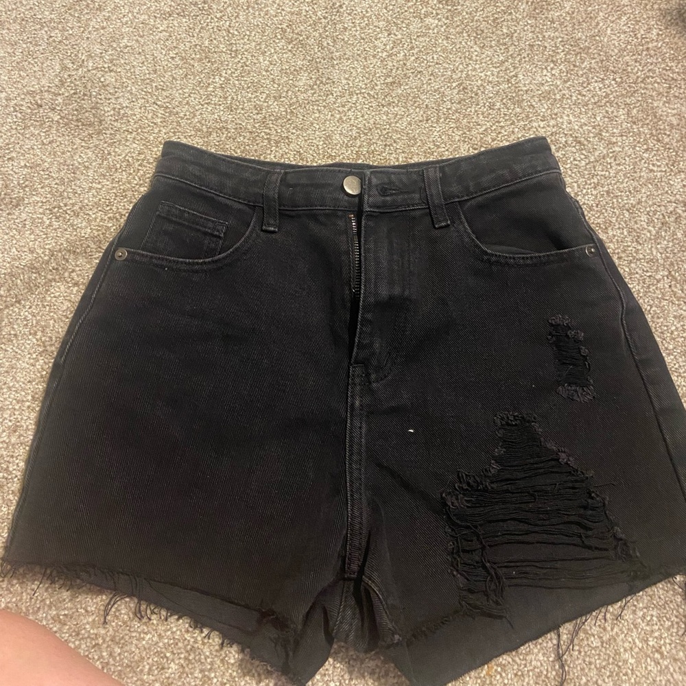 PrettyLittleThing Charcoal Denim Shorts